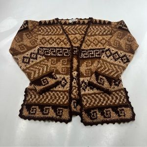 Lucuma women’s brown knitted alpaca wool cotton cardigan M L86-34